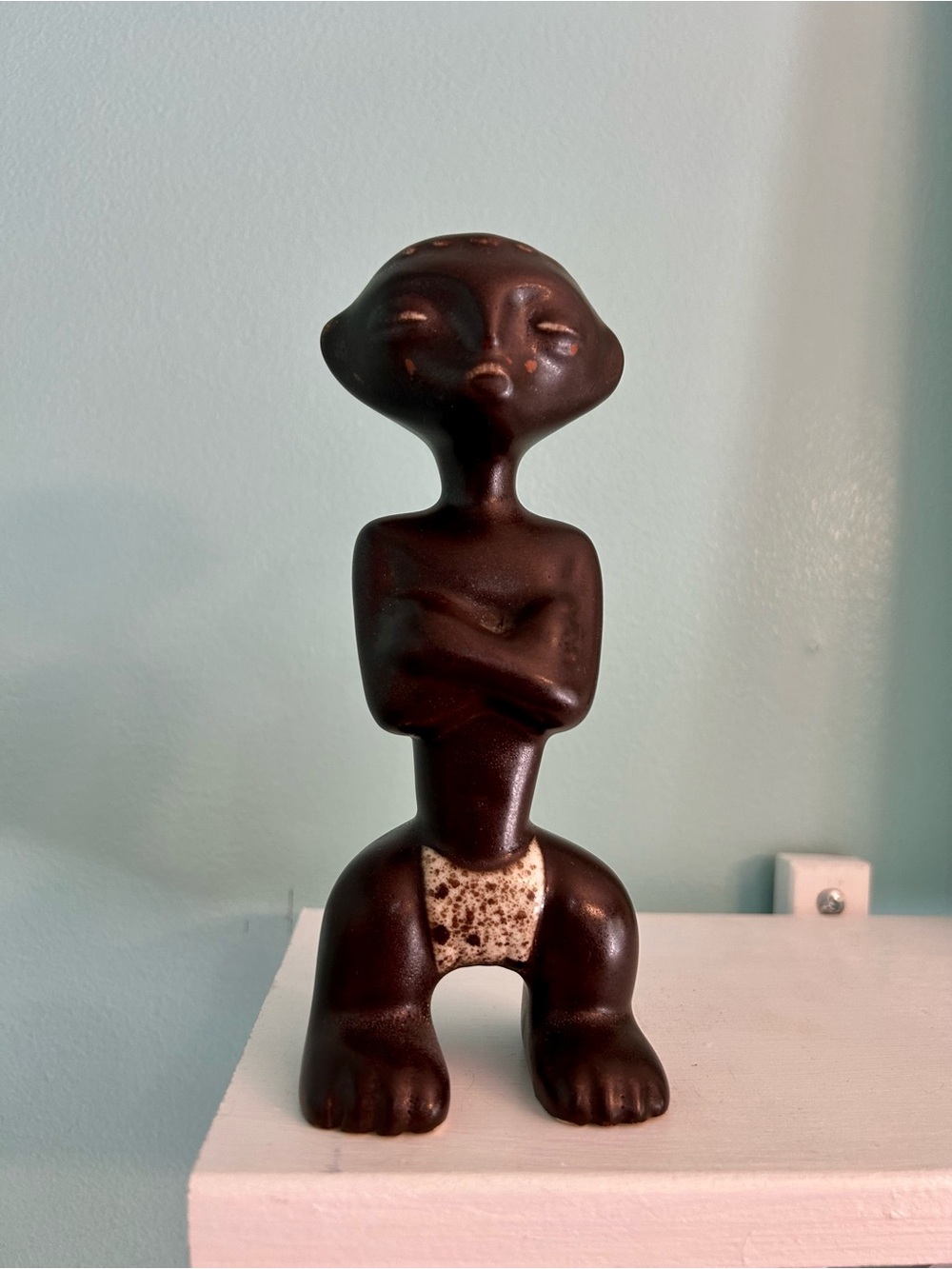 Mid Century Male Tribal Statue Art Piece By Howard Pierce Modern Pottery 7 1/2 ‘